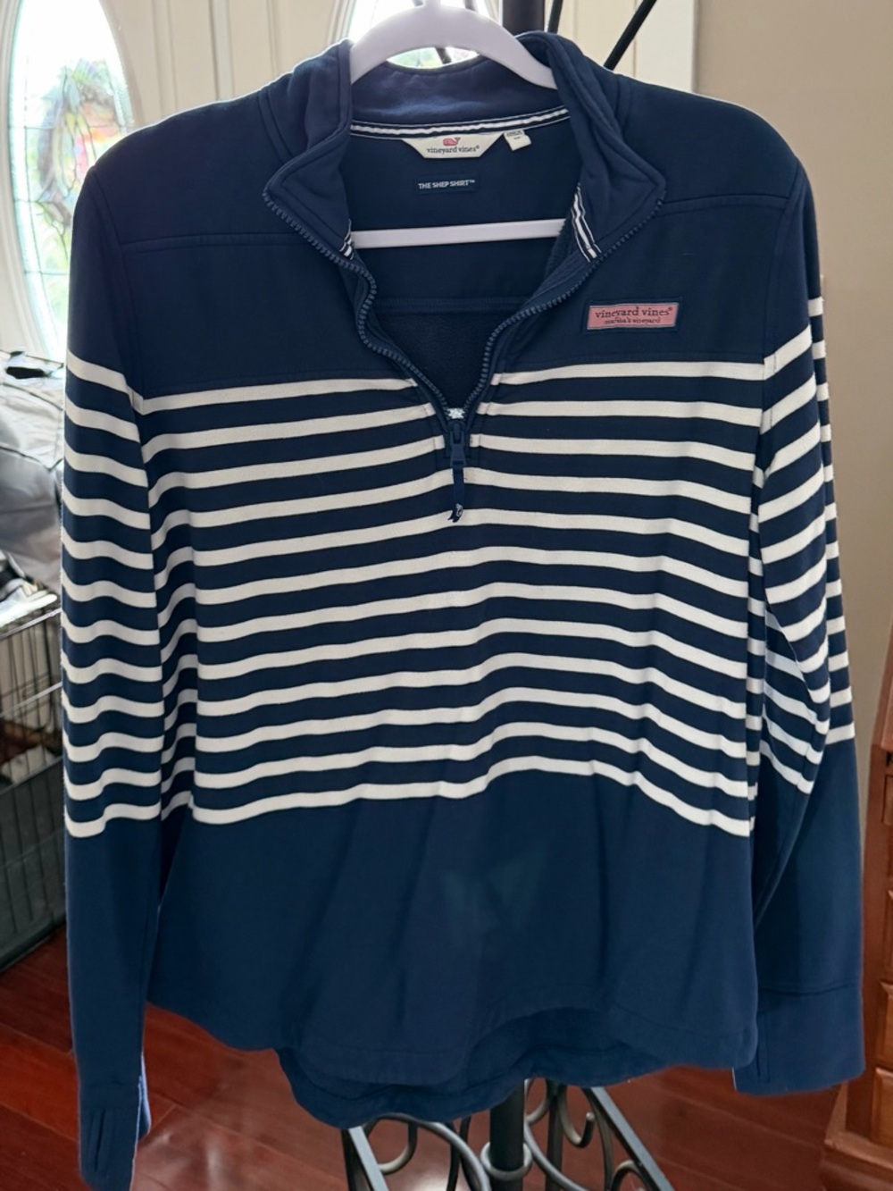 Vineyard Vines Navy & White Striped Shep Shirt Quarter-Zip